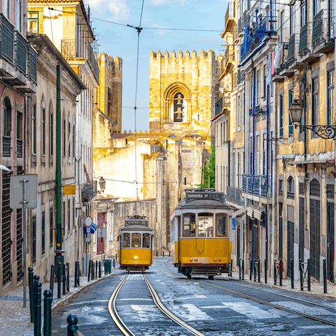 Explore your surrounding neighbourhoods scattered around the hills of Lisbon by tram