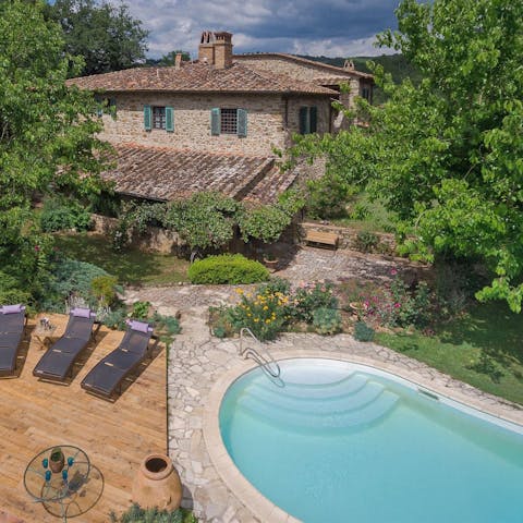 Spend the afternoon relaxing by the private pool