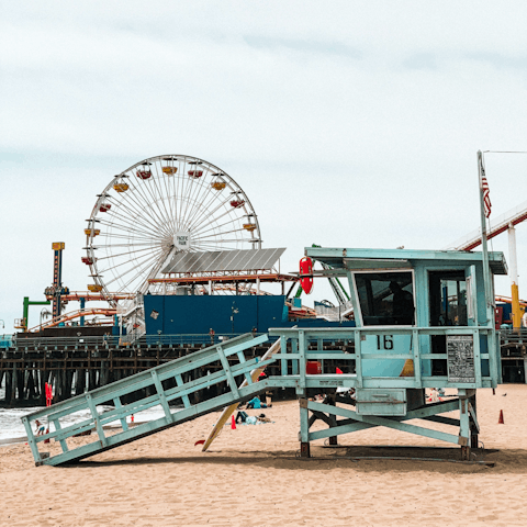 Hit the beach and pier at Santa Monica, a fifteen-minute drive away