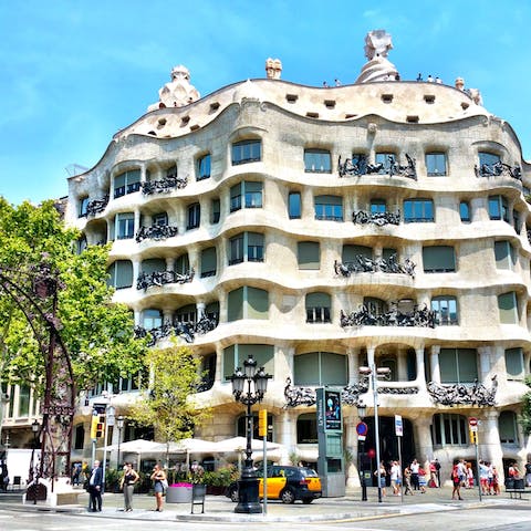 Stay two-minutes from Passeig de Gràcia, lined with shops and striking architecture