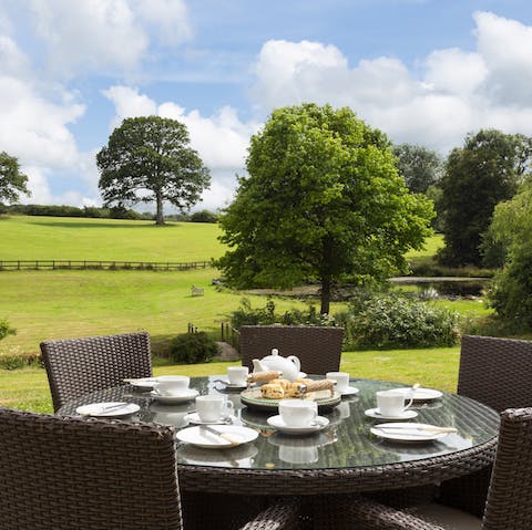 Enjoy a sunny breakfast on the patio while taking in the views