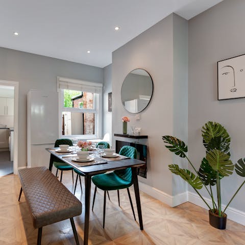 Sit down for a cooked breakfast in the stylish dining area