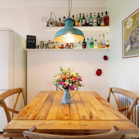 Enjoy a home-cooked meal or takeaway from a local restaurant around the dining table