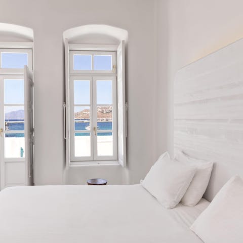Wake up to the sound of the water and view of the sea
