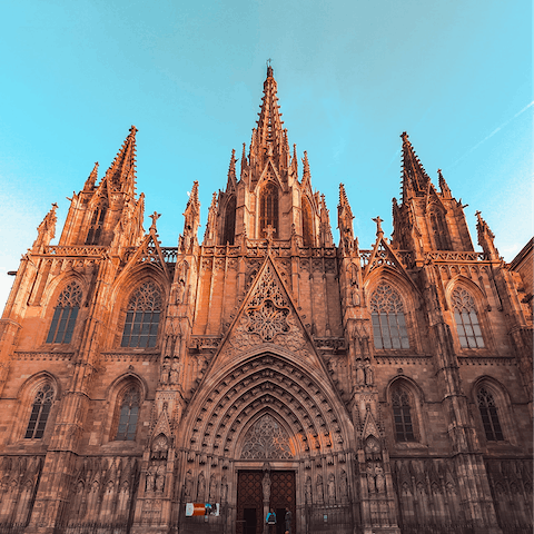 Explore the nearby Gothic Quarter with its magnificent cathedral