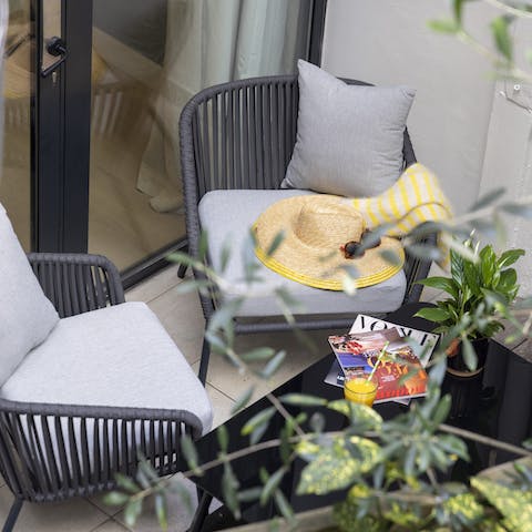 Dine alfresco out on the compact courtyard terrace