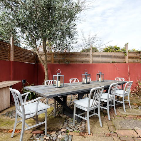 Gather outside and enjoy alfresco meals or evening drinks