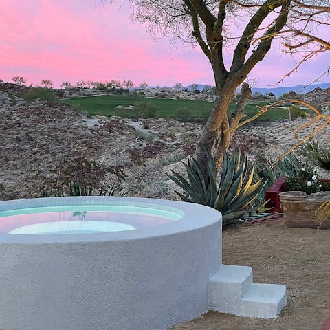 Unwind in the hot tub under the stars