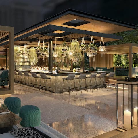 Dine and drink at one of the complex's three exclusive restaurants and three outdoor terraces