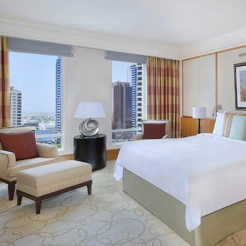 Wake up after a restful sleep and open your curtains to your view of the Financial District