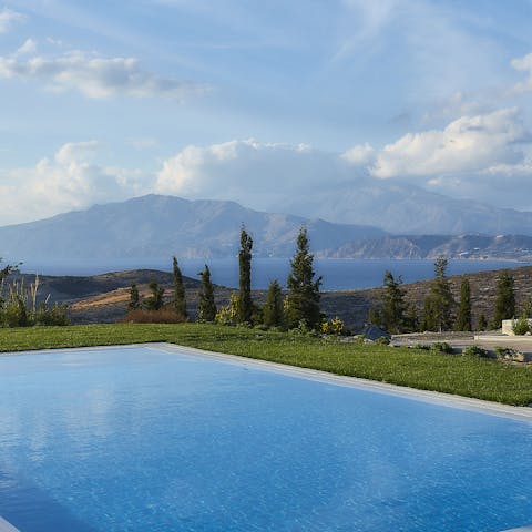 Swim in the luscious pool with a glorious view