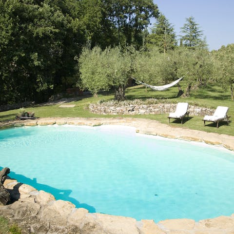 Blend into the wilderness with a dip in this pool