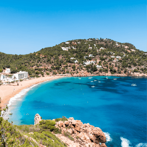 Discover the island's bohemian north – laid-back beaches such as Cala San Vicente are under 30km away