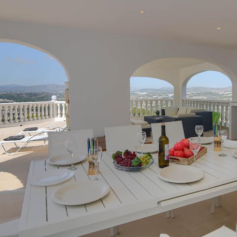 Enjoy some Spanish culinary delights with a view from the covered alfresco dining area 