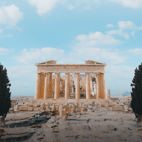 Walk to the historic ruins of the Acropolis, only minutes away