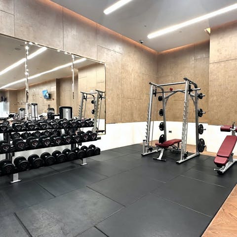 Work up a sweat in the building's fully equipped gym