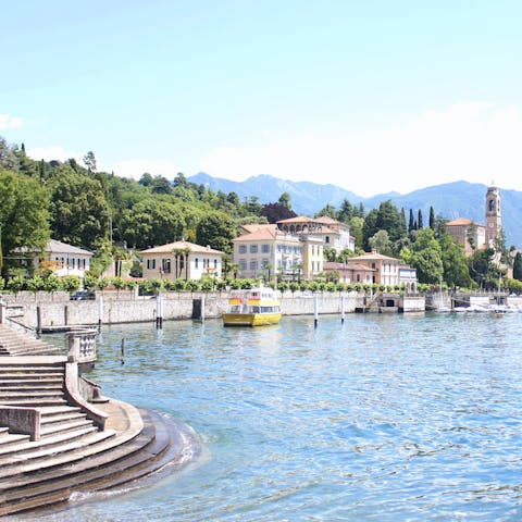 Stroll along the banks of Lake Como, reached in five minutes' walk from your front door