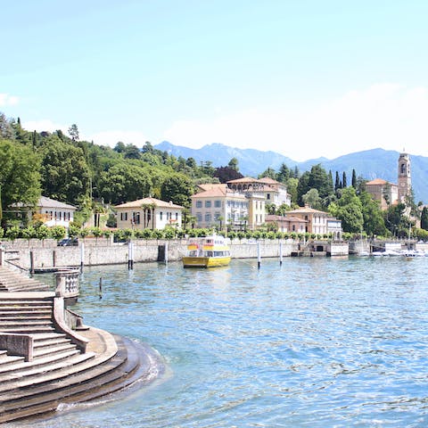 Stroll along the banks of Lake Como, reached in five minutes' walk from your front door