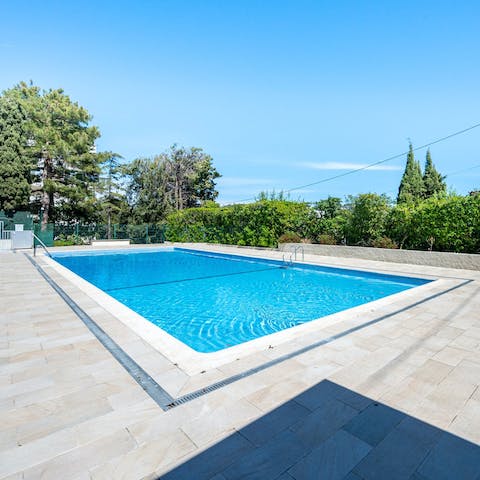 Swim in the communal pool to cool off in the heat of the day