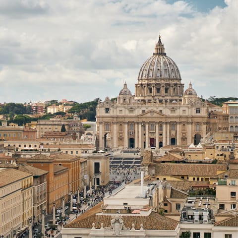 Pay a visit to the domed St Peter's Basilica, only sixteen minutes away on foot