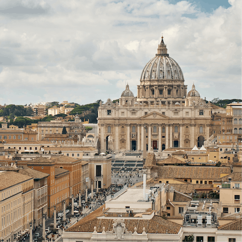 Pay a visit to the domed St Peter's Basilica, only sixteen minutes away on foot