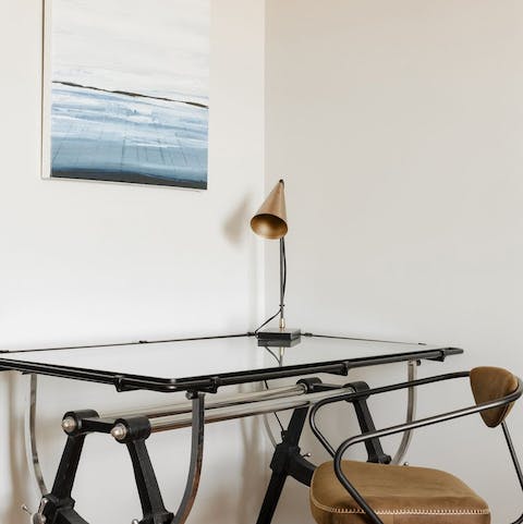 Catch up on work at the dedicated desk space