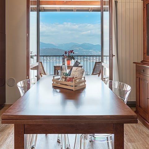 Serve up some authentic Italian delights at the dining area with a view 
