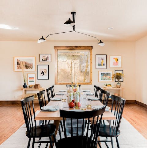 Have elegant dinners in the sleek dining space
