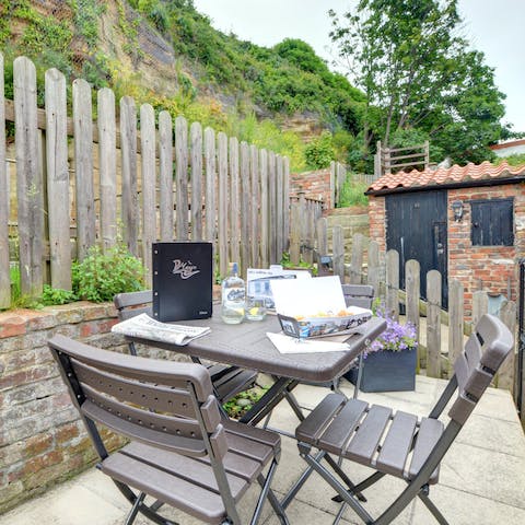 Enjoy a delicious cuppa Yorkshire Tea on the patio when the weather is kind