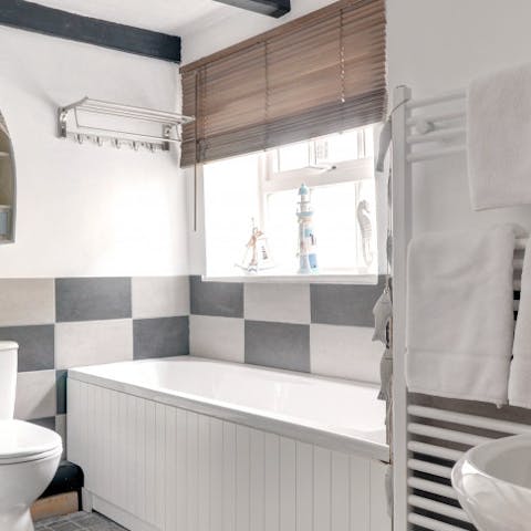 Unwind in the bathtub at the end of a day of discovering Whitby