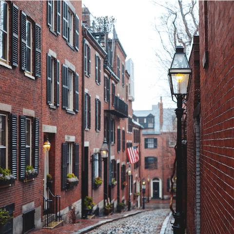 Head to Acorn Street, one of most photographed streets in the city, just a nine-minute stroll away