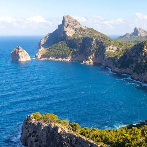 Explore the unspoiled Cap de Formentor, where the Tramuntana mountains meet the Med