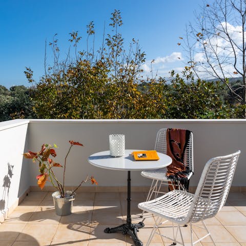 Stroll to your balcony with a hot cuppa and take in the countryside views