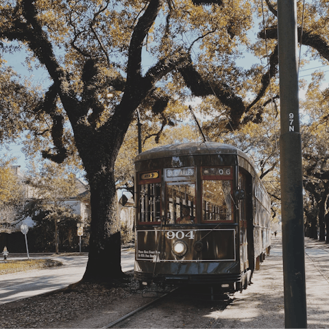 Hop on the streetcar a two-minute walk away to reach the French Quarter