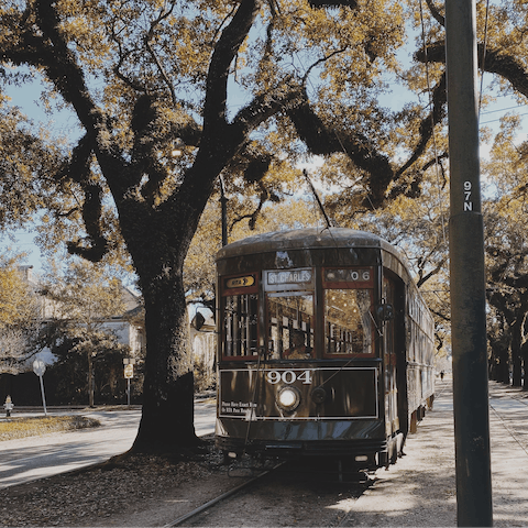 Hop on the streetcar a two-minute walk away to reach the French Quarter
