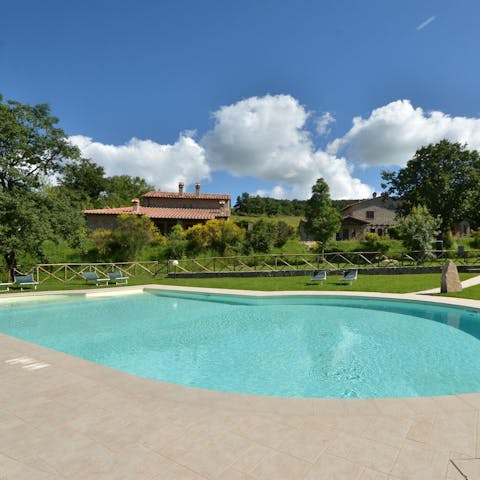 Cool off from the Tuscan sun in the shared pool