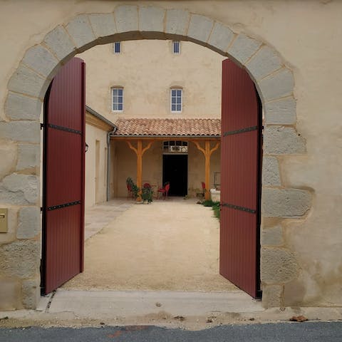 Start the day with coffee and pastries in the home's courtyard