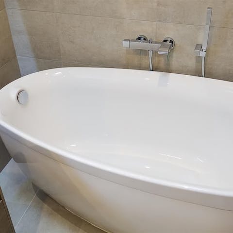 Enjoy a soak in the egg-shaped tub after a day exploring the hills and fells