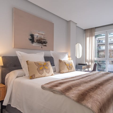 Look forward to resting your weary head in the hotel-quality bed