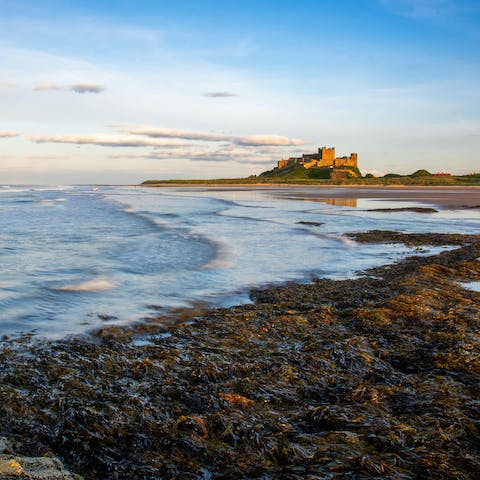 Visit the Norman fortress of Bamburgh Castle, three miles south of this home