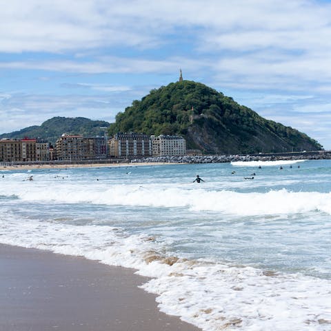 Sink your toes in the sand at Zurriola Beach, a short stroll away