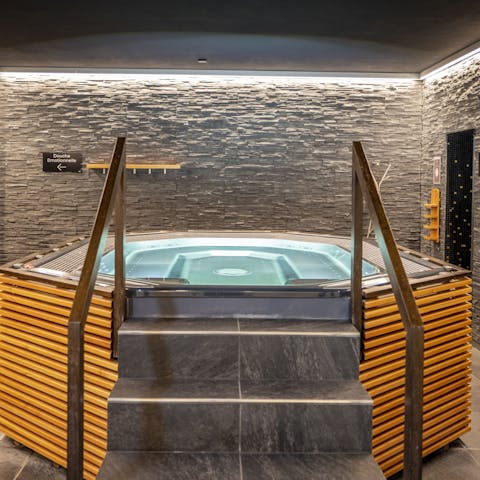 Soak your aching muscles in the guest spa
