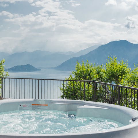 Take a luxurious dip in the hot tub as you admire the view