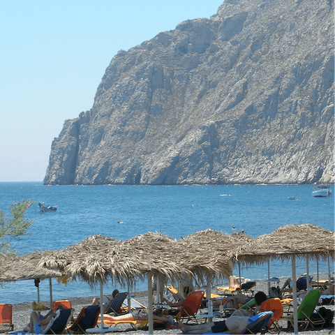 Enjoy the proximity of Monolithos Beach, a five-minute drive away from your villa