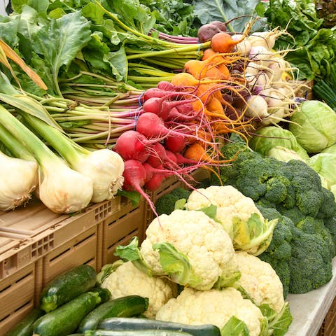 Shop local at the Monday morning farmers' market just four minutes away