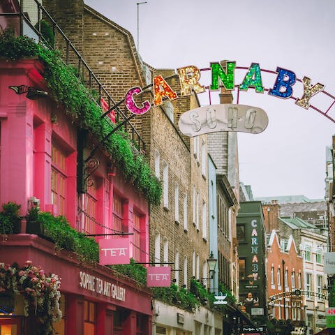Treat yourself to a day of boutique shopping & cocktail sipping along Carnaby St, a ten-minute walk away 