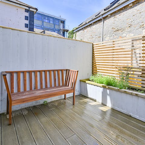 Sip your morning coffee on the private terrace while soaking up the morning sun
