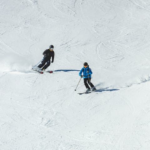 Head to the family-friendly ski area – it's just a short drive or a little over ten minutes on foot