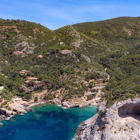 Follow the steps down from the villa that leads directly to the sea