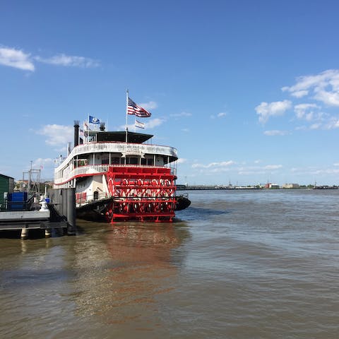 Step back in time and enjoy a bit of French Quarter romance from the water on a two-hour steamboat cruise along the Mississippi